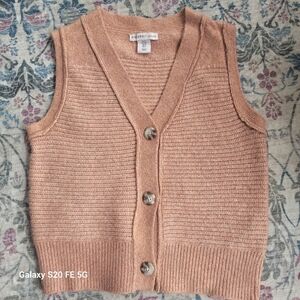 Sincerely Jules Orange Cream Cardigan Sweater Vest